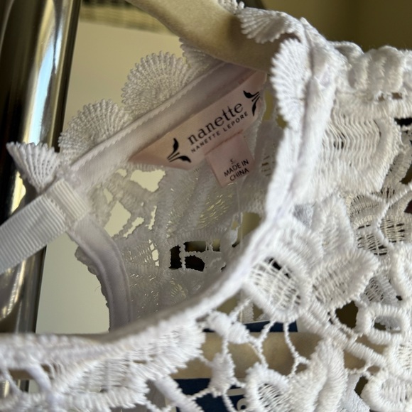 NWT Nanette Lepore Designer White Sleeveless Lace Spring Summer Top Size Small - Picture 11 of 13
